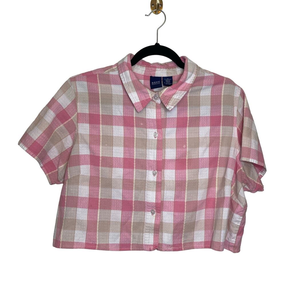 Basic Editions 90s Cropped Button Up Cottage Cabi… - image 1